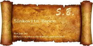 Sinkovits Bence névjegykártya